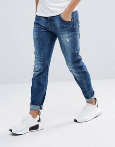 Выбеленные узкие джинсы с рваной и потертой отделкой G-Star Arc 3D - Синий