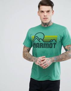 Зеленая меланжевая футболка с логотипом Marmot - Зеленый