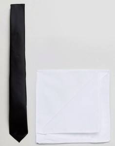 Подарочный комплект с галстуком и платком для нагрудного кармана Jack & Jones - Черный