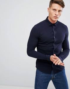 Трикотажная рубашка узкого кроя Jack & Jones Premium - Темно-синий