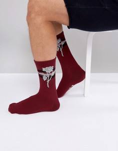 Красные носки с принтом роз HUF Ambush - Красный