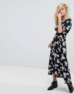 Платье миди с цветочным принтом Free People - Черный