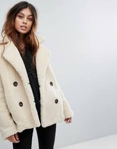 Бушлат из искусственного меха Free People - Кремовый