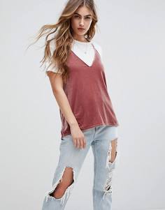 Бархатный топ на бретелях Abercrombie & Fitch - Розовый
