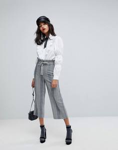 Широкие брюки с присборенной талией River Island - Черный