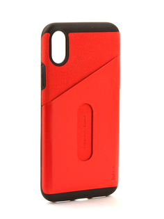 Аксессуар Чехол Baseus Simple With Pluggy TPU для APPLE iPhone X Transparent Red ARAPIPHX-A09