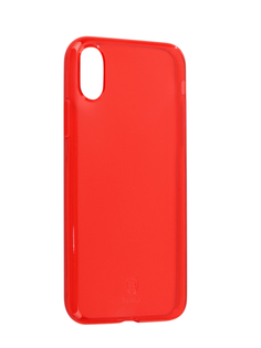 Аксессуар Чехол Baseus Simple Clean TPU для APPLE iPhone X Transparent Red ARAPIPHX-B09