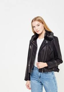 Куртка кожаная LOST INK PLUS BIKER JACKET IN PU WITH FUR COLLAR