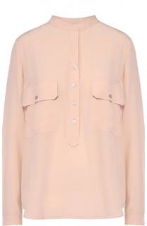 Шелковая блуза с накладными карманами и воротником-стойкой Stella McCartney
