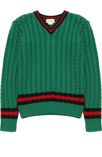 Пуловер фактурной вязки с контрастной отделкой Gucci