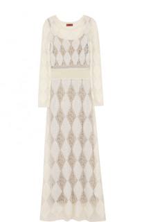 Приталенное вязаное платье-макси с длинным рукавом Missoni