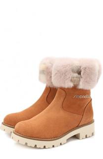 Замшевые полусапоги с отделкой из овчины Simonetta