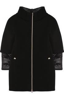 Пальто прямого кроя с воротником-стойкой и отделкой на рукавах Herno