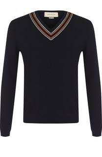 Шерстяной пуловер с контрастной отделкой Gucci