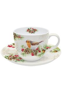 Чашка с блюдцем "Снегири", 200 мл Easy Life