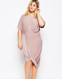 Платье-футболка с запахом ASOS CURVE - Бежевый