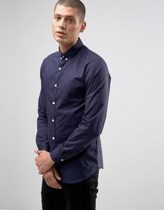 Строгая рубашка слим с контрастными пуговицами Selected Luca - Темно-синий