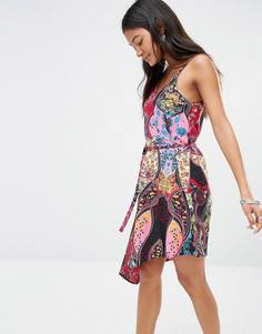 Платье-майка с принтом и асимметричным подолом River Island - Розовый