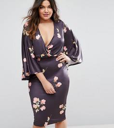 Платье миди с принтом и запахом Club L Plus - Мульти