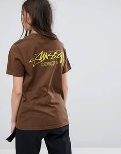 Оверсайз-футболка с принтом Stussy - Коричневый