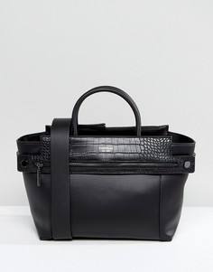 Черная сумка-тоут из искусственной крокодиловой кожи с молнией Fiorelli Abbey - Черный