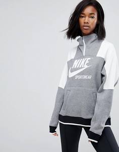 Серый свитшот с молнией Nike Archive - Серый