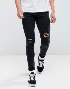 Черные зауженные джинсы с рваной отделкой Jack & Jones Intelligence - Черный
