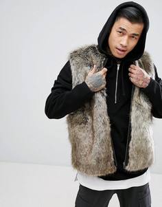 Жилет из искусственного меха ASOS - Коричневый