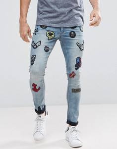 Суперузкие джинсы дымчато-синего цвета ASOS - Синий