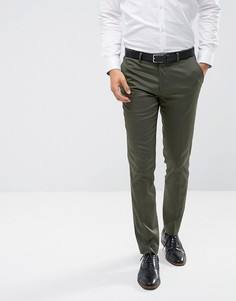 Облегающие строгие брюки из хлопкового сатина Moss London - Зеленый