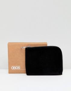 Черный вельветовый бумажник на молнии ASOS - Черный
