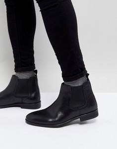 Черные кожаные ботинки челси Burton Menswear - Черный