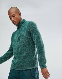 Зеленый плотный джемпер из шенили с молнией ASOS - Зеленый