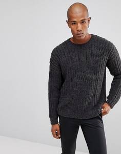 Черный свободный джемпер в рубчик ASOS - Черный