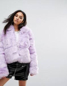 Укороченная шуба из искусственного меха Missguided - Фиолетовый