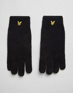 Черные перчатки из овечьей шерсти с логотипом Lyle & Scott - Черный