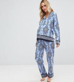 Пижамный комплект с рубашкой и брюками с принтом ASOS Maternity - Синий