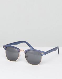 Темно-синие солнцезащитные очки в стиле ретро с дымчатыми стеклами ASOS - Синий