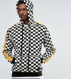 Худи оверсайз в шахматную клетку с желтой полоской Sixth June TALL - Белый