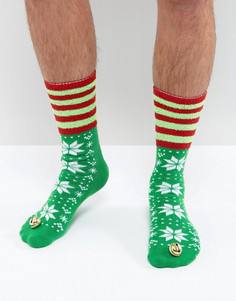 Слиперы-носки в новогоднем стиле ASOS - Зеленый