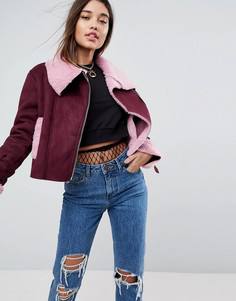 Укороченная куртка из искусственной замши ASOS - Фиолетовый