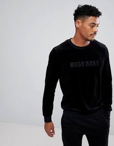 Велюровый лонгслив BOSS By Hugo Boss - Черный