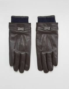 Кожаные перчатки Ted Baker Quiff - Коричневый