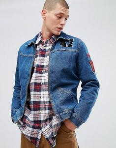 Выбеленная джинсовая куртка с подкладкой из искусственного меха Wrangler Hawkins - Синий