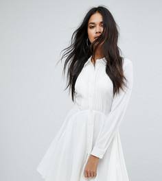 Короткое приталенное шифоновое платье с плиссировкой Missguided - Кремовый
