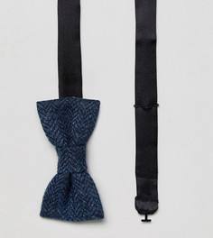 Твидовый галстук-бабочка с шевронным узором Heart & Dagger - Темно-синий