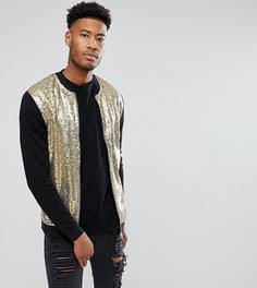 Бомбер с золотистыми пайетками ASOS TALL - Черный