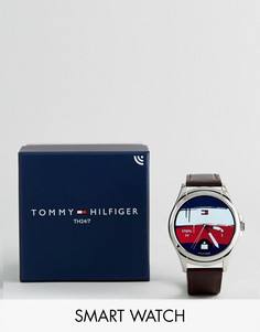 Гибридные смарт-часы с коричневым кожаным ремешком Tommy Hilfiger 1791406 - Коричневый