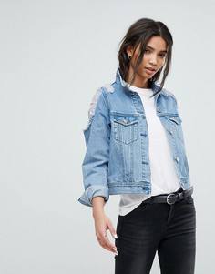 Джинсовая куртка с рваной отделкой на плечах Dr Denim - Синий