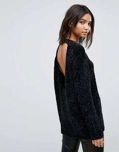 Джемпер из синели с глубоким V-образным вырезом на спине Dr Denim - Черный